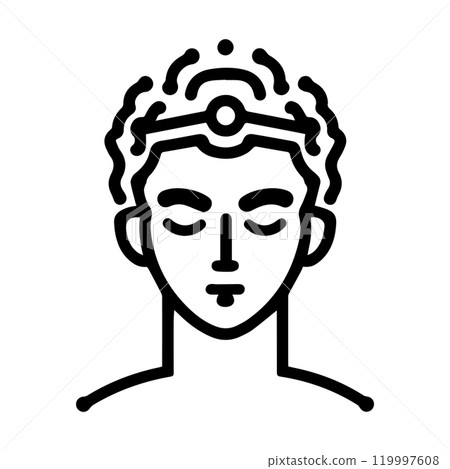 god icon or modern line symbol. Vector line art and icon design with bold outline. Black and white Pixel Perfect minimalistic symbol isolated white background. Silhouette simple thin sign god icon or modern line symbol. Vector line art and icon design with bold outline. Black and white Pixel Perfect minimalistic symbol isolated white background. Silhouette simple thin sign 119997608