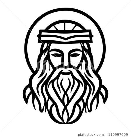god icon or modern line symbol. Vector line art and icon design with bold outline. Black and white Pixel Perfect minimalistic symbol isolated white background. Silhouette simple thin sign god icon or modern line symbol. Vector line art and icon design with bold outline. Black and white Pixel Perfect minimalistic symbol isolated white background. Silhouette simple thin sign 119997609