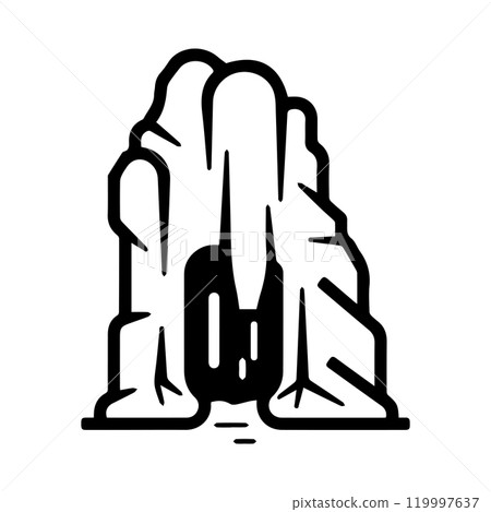 cave icon or modern line symbol. Vector line art and icon design with bold outline. Black and white Pixel Perfect minimalistic symbol isolated white background. Silhouette simple thin sign cave icon or modern line symbol. Vector line art and icon design with bold outline. Black and white Pixel Perfect minimalistic symbol isolated white background. Silhouette simple thin sign 119997637