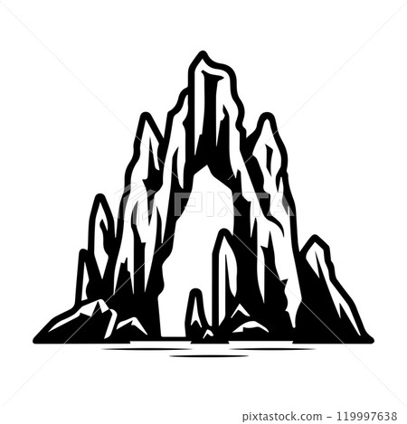 cave icon or modern line symbol. Vector line art and icon design with bold outline. Black and white Pixel Perfect minimalistic symbol isolated white background. Silhouette simple thin sign cave icon or modern line symbol. Vector line art and icon design with bold outline. Black and white Pixel Perfect minimalistic symbol isolated white background. Silhouette simple thin sign 119997638
