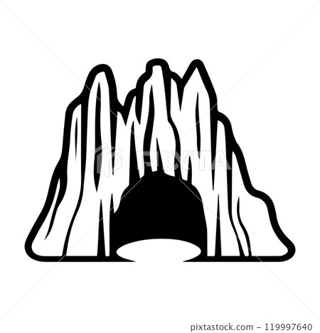 cave icon or modern line symbol. Vector line art and icon design with bold outline. Black and white Pixel Perfect minimalistic symbol isolated white background. Silhouette simple thin sign cave icon or modern line symbol. Vector line art and icon design with bold outline. Black and white Pixel Perfect minimalistic symbol isolated white background. Silhouette simple thin sign 119997640