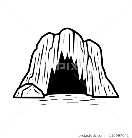 cave icon or modern line symbol. Vector line art and icon design with bold outline. Black and white Pixel Perfect minimalistic symbol isolated white background. Silhouette simple thin sign cave icon or modern line symbol. Vector line art and icon design with bold outline. Black and white Pixel Perfect minimalistic symbol isolated white background. Silhouette simple thin sign 119997641