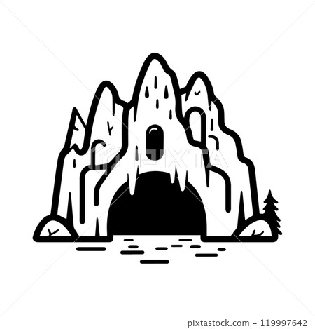 cave icon or modern line symbol. Vector line art and icon design with bold outline. Black and white Pixel Perfect minimalistic symbol isolated white background. Silhouette simple thin sign cave icon or modern line symbol. Vector line art and icon design with bold outline. Black and white Pixel Perfect minimalistic symbol isolated white background. Silhouette simple thin sign 119997642