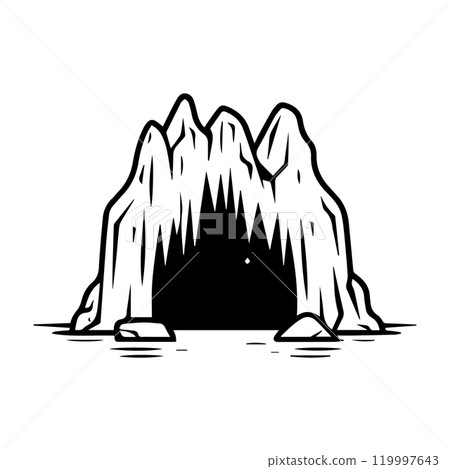 cave icon or modern line symbol. Vector line art and icon design with bold outline. Black and white Pixel Perfect minimalistic symbol isolated white background. Silhouette simple thin sign cave icon or modern line symbol. Vector line art and icon design with bold outline. Black and white Pixel Perfect minimalistic symbol isolated white background. Silhouette simple thin sign 119997643