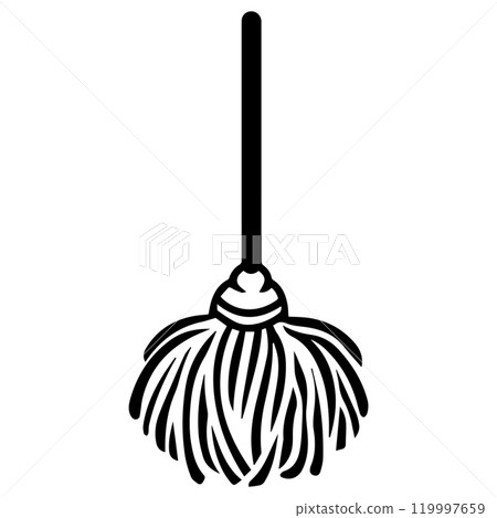 mop icon or modern line symbol. Vector line art and icon design with bold outline. Black and white Pixel Perfect minimalistic symbol isolated white background. Silhouette simple thin sign 119997659