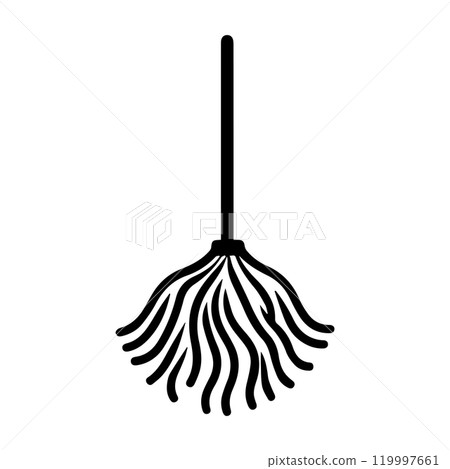 mop icon or modern line symbol. Vector line art and icon design with bold outline. Black and white Pixel Perfect minimalistic symbol isolated white background. Silhouette simple thin sign 119997661