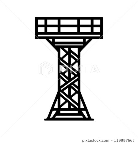 aerial platform icon or modern line symbol. Vector line art and icon design with bold outline. Black and white Pixel Perfect minimalistic symbol isolated white background. Silhouette simple thin sign aerial platform icon or modern line symbol. Vector line art and icon design with bold outline. Black and white Pixel Perfect minimalistic symbol isolated white background. Silhouette simple thin sign 119997665