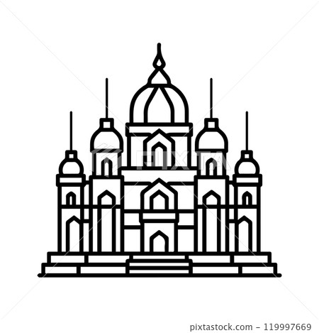 temple icon or modern line symbol. Vector line art and icon design with bold outline. Black and white Pixel Perfect minimalistic symbol isolated white background. Silhouette simple thin sign temple icon or modern line symbol. Vector line art and icon design with bold outline. Black and white Pixel Perfect minimalistic symbol isolated white background. Silhouette simple thin sign 119997669