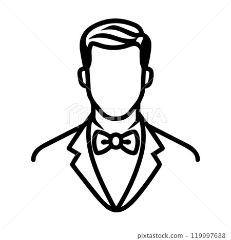 groom icon or modern line symbol. Vector line art and icon design with bold outline. Black and white Pixel Perfect minimalistic symbol isolated white background. Silhouette simple thin sign 119997688