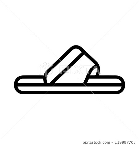 slipper icon or modern line symbol. Vector line art and icon design with bold outline. Black and white Pixel Perfect minimalistic symbol isolated white background. Silhouette simple thin sign 119997705