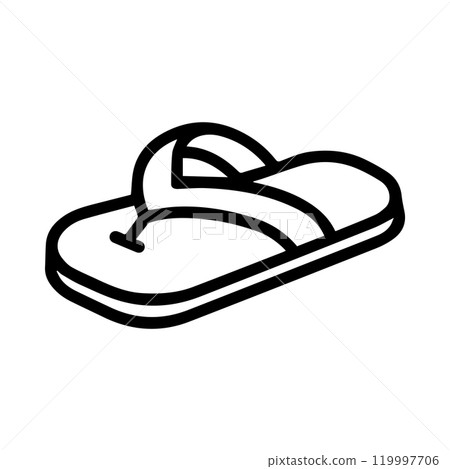 slipper icon or modern line symbol. Vector line art and icon design with bold outline. Black and white Pixel Perfect minimalistic symbol isolated white background. Silhouette simple thin sign slipper icon or modern line symbol. Vector line art and icon design with bold outline. Black and white Pixel Perfect minimalistic symbol isolated white background. Silhouette simple thin sign 119997706