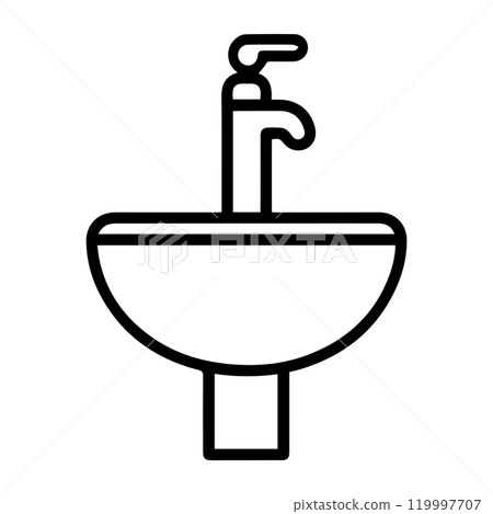 wash basin icon or modern line symbol. Vector line art and icon design with bold outline. Black and white Pixel Perfect minimalistic symbol isolated white background. Silhouette simple thin sign wash basin icon or modern line symbol. Vector line art and icon design with bold outline. Black and white Pixel Perfect minimalistic symbol isolated white background. Silhouette simple thin sign 119997707