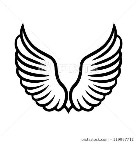 angel icon or modern line symbol. Vector line art and icon design with bold outline. Black and white Pixel Perfect minimalistic symbol isolated white background. Silhouette simple thin sign 119997711