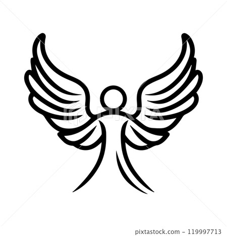 angel icon or modern line symbol. Vector line art and icon design with bold outline. Black and white Pixel Perfect minimalistic symbol isolated white background. Silhouette simple thin sign angel icon or modern line symbol. Vector line art and icon design with bold outline. Black and white Pixel Perfect minimalistic symbol isolated white background. Silhouette simple thin sign 119997713
