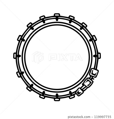 tambourine icon or modern line symbol. Vector line art and icon design with bold outline. Black and white Pixel Perfect minimalistic symbol isolated white background. Silhouette simple thin sign 119997735