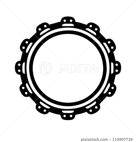 tambourine icon or modern line symbol. Vector line art and icon design with bold outline. Black and white Pixel Perfect minimalistic symbol isolated white background. Silhouette simple thin sign 119997736