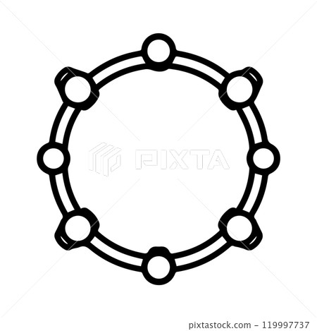 tambourine icon or modern line symbol. Vector line art and icon design with bold outline. Black and white Pixel Perfect minimalistic symbol isolated white background. Silhouette simple thin sign 119997737
