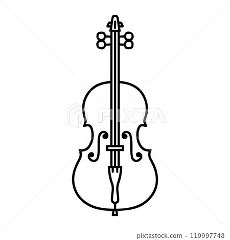 cello icon or modern line symbol. Vector line art and icon design with bold outline. Black and white Pixel Perfect minimalistic symbol isolated white background. Silhouette simple thin sign cello icon or modern line symbol. Vector line art and icon design with bold outline. Black and white Pixel Perfect minimalistic symbol isolated white background. Silhouette simple thin sign 119997748
