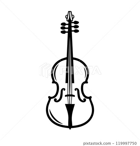 cello icon or modern line symbol. Vector line art and icon design with bold outline. Black and white Pixel Perfect minimalistic symbol isolated white background. Silhouette simple thin sign cello icon or modern line symbol. Vector line art and icon design with bold outline. Black and white Pixel Perfect minimalistic symbol isolated white background. Silhouette simple thin sign 119997750
