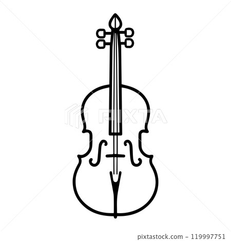 cello icon or modern line symbol. Vector line art and icon design with bold outline. Black and white Pixel Perfect minimalistic symbol isolated white background. Silhouette simple thin sign cello icon or modern line symbol. Vector line art and icon design with bold outline. Black and white Pixel Perfect minimalistic symbol isolated white background. Silhouette simple thin sign 119997751