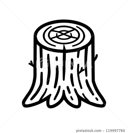 wood log icon or modern line symbol. Vector line art and icon design with bold outline. Black and white Pixel Perfect minimalistic symbol isolated white background. Silhouette simple thin sign 119997760