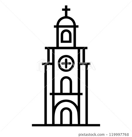 belfry icon or modern line symbol. Vector line art and icon design with bold outline. Black and white Pixel Perfect minimalistic symbol isolated white background. Silhouette simple thin sign 119997768