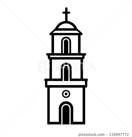 belfry icon or modern line symbol. Vector line art and icon design with bold outline. Black and white Pixel Perfect minimalistic symbol isolated white background. Silhouette simple thin sign belfry icon or modern line symbol. Vector line art and icon design with bold outline. Black and white Pixel Perfect minimalistic symbol isolated white background. Silhouette simple thin sign 119997772
