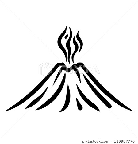 volcano icon or modern line symbol. Vector line art and icon design with bold outline. Black and white Pixel Perfect minimalistic symbol isolated white background. Silhouette simple thin sign volcano icon or modern line symbol. Vector line art and icon design with bold outline. Black and white Pixel Perfect minimalistic symbol isolated white background. Silhouette simple thin sign 119997776
