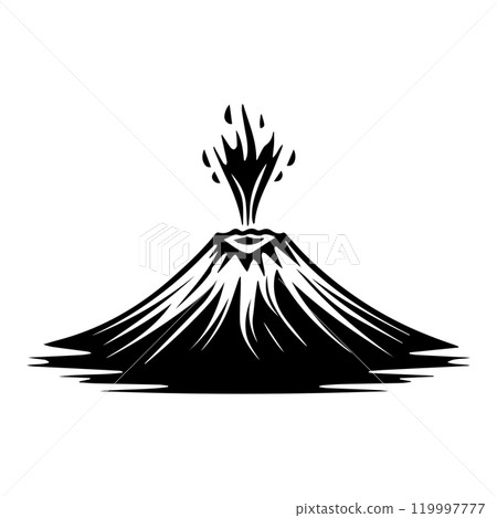 volcano icon or modern line symbol. Vector line art and icon design with bold outline. Black and white Pixel Perfect minimalistic symbol isolated white background. Silhouette simple thin sign volcano icon or modern line symbol. Vector line art and icon design with bold outline. Black and white Pixel Perfect minimalistic symbol isolated white background. Silhouette simple thin sign 119997777