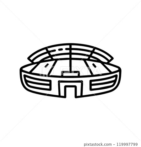 stadium icon or modern line symbol. Vector line art and icon design with bold outline. Black and white Pixel Perfect minimalistic symbol isolated white background. Silhouette simple thin sign 119997799