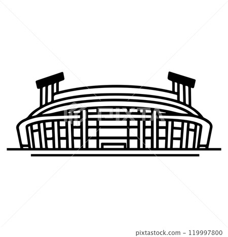 stadium icon or modern line symbol. Vector line art and icon design with bold outline. Black and white Pixel Perfect minimalistic symbol isolated white background. Silhouette simple thin sign stadium icon or modern line symbol. Vector line art and icon design with bold outline. Black and white Pixel Perfect minimalistic symbol isolated white background. Silhouette simple thin sign 119997800
