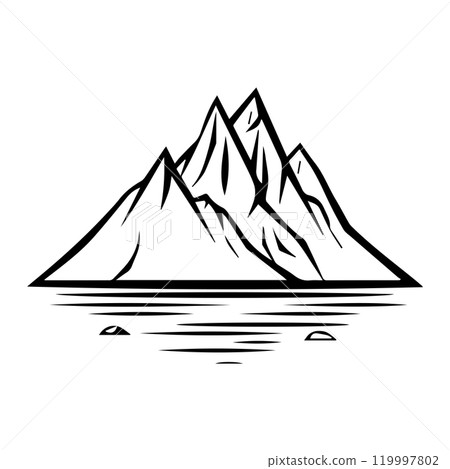 glacier icon or modern line symbol. Vector line art and icon design with bold outline. Black and white Pixel Perfect minimalistic symbol isolated white background. Silhouette simple thin sign glacier icon or modern line symbol. Vector line art and icon design with bold outline. Black and white Pixel Perfect minimalistic symbol isolated white background. Silhouette simple thin sign 119997802