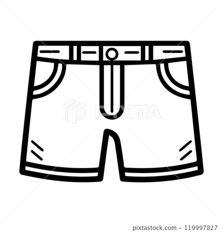 shorts icon or modern line symbol. Vector line art and icon design with bold outline. Black and white Pixel Perfect minimalistic symbol isolated white background. Silhouette simple thin sign 119997827