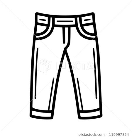 trousers icon or modern line symbol. Vector line art and icon design with bold outline. Black and white Pixel Perfect minimalistic symbol isolated white background. Silhouette simple thin sign 119997834