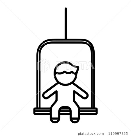 swing icon or modern line symbol. Vector line art and icon design with bold outline. Black and white Pixel Perfect minimalistic symbol isolated white background. Silhouette simple thin sign 119997835