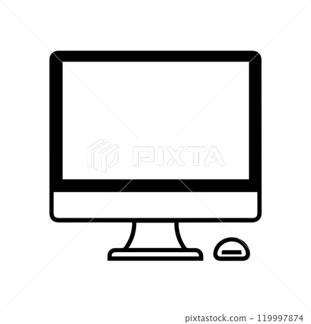 computer icon or modern line symbol. Vector line art and icon design with bold outline. Black and white Pixel Perfect minimalistic symbol isolated white background. Silhouette simple thin sign computer icon or modern line symbol. Vector line art and icon design with bold outline. Black and white Pixel Perfect minimalistic symbol isolated white background. Silhouette simple thin sign 119997874