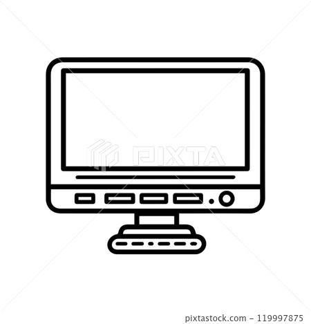 computer icon or modern line symbol. Vector line art and icon design with bold outline. Black and white Pixel Perfect minimalistic symbol isolated white background. Silhouette simple thin sign 119997875