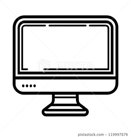 computer icon or modern line symbol. Vector line art and icon design with bold outline. Black and white Pixel Perfect minimalistic symbol isolated white background. Silhouette simple thin sign computer icon or modern line symbol. Vector line art and icon design with bold outline. Black and white Pixel Perfect minimalistic symbol isolated white background. Silhouette simple thin sign 119997876