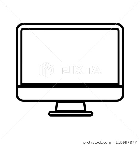 computer icon or modern line symbol. Vector line art and icon design with bold outline. Black and white Pixel Perfect minimalistic symbol isolated white background. Silhouette simple thin sign 119997877