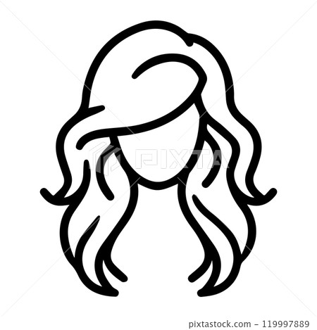 wig icon or modern line symbol. Vector line art and icon design with bold outline. Black and white Pixel Perfect minimalistic symbol isolated white background. Silhouette simple thin sign 119997889