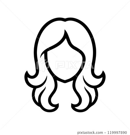 wig icon or modern line symbol. Vector line art and icon design with bold outline. Black and white Pixel Perfect minimalistic symbol isolated white background. Silhouette simple thin sign 119997890