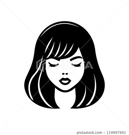 wig icon or modern line symbol. Vector line art and icon design with bold outline. Black and white Pixel Perfect minimalistic symbol isolated white background. Silhouette simple thin sign 119997891
