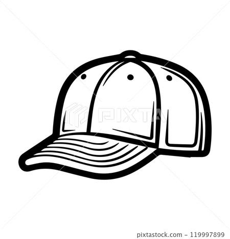 Sport cap icon or modern line symbol. Vector line art and icon design with bold outline. Black and white Pixel Perfect minimalistic symbol isolated white background. Silhouette simple thin sign 119997899