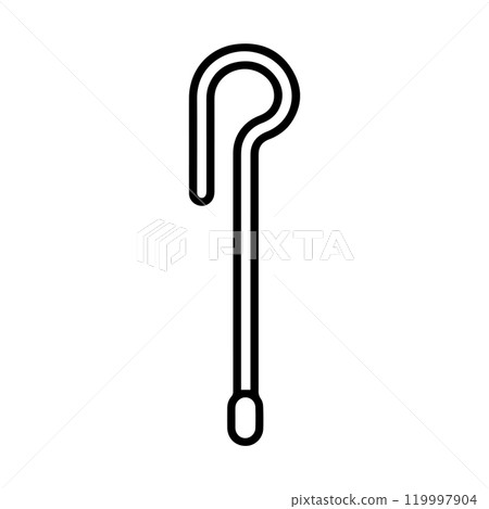 cane icon or modern line symbol. Vector line art and icon design with bold outline. Black and white Pixel Perfect minimalistic symbol isolated white background. Silhouette simple thin sign cane icon or modern line symbol. Vector line art and icon design with bold outline. Black and white Pixel Perfect minimalistic symbol isolated white background. Silhouette simple thin sign 119997904