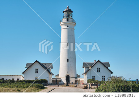 White Lighthouse Hirtshals Fyr at danish coast 119998013