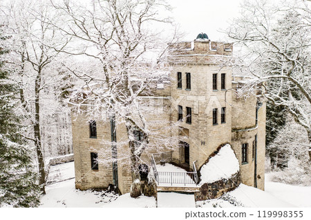 Old castle in the winter Glen park. Tallinn, Estonia. Old castle in the winter Glen park. Tallinn, Estonia. 119998355