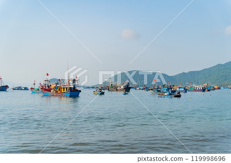 Fishing boats at sea. Fishing boats at sea. 119998696