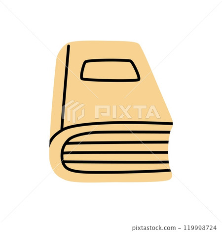 Doodle book icon with bookmark hand drawn in minimalistic style 119998724