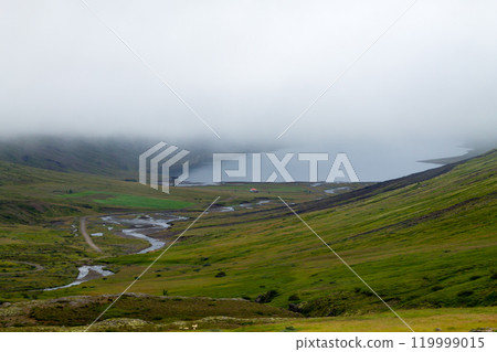 Mjoifjordur rural landscape, east Iceland. Icelandic panorama Mjoifjordur rural landscape, east Iceland. Icelandic panorama 119999015