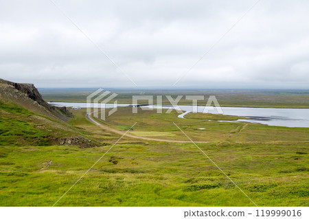Mjoifjordur rural landscape, east Iceland. Icelandic panorama Mjoifjordur rural landscape, east Iceland. Icelandic panorama 119999016